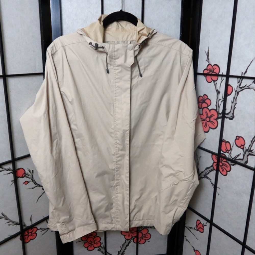 White Sierra Women's Windbreaker Zip Up Jacket With Hood Cream White Size Large